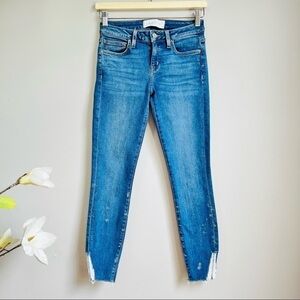 IRO Jeans Jarod Blue distressed hems ankle skinny jeans